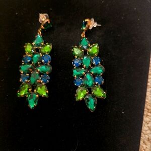 Dubai Jewelry- Elegant Green and Blue Gemstone Earrings